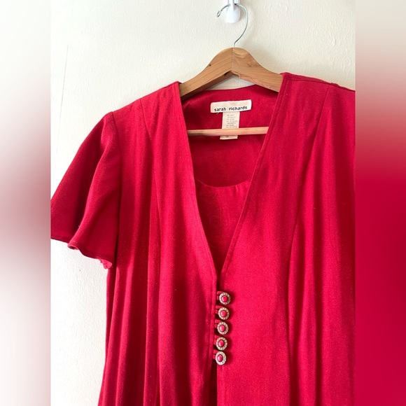 Vintage Sarah Richard’s Layerd Dress- back lacing-Red-Size L - Picture 7 of 8